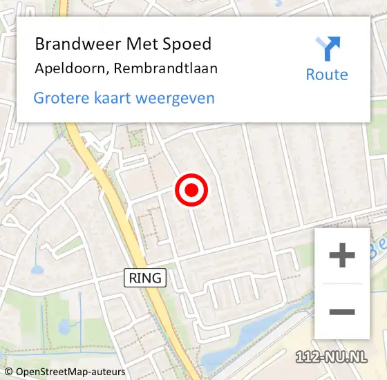 Locatie op kaart van de 112 melding: Brandweer Met Spoed Naar Apeldoorn, Rembrandtlaan op 28 december 2016 14:37