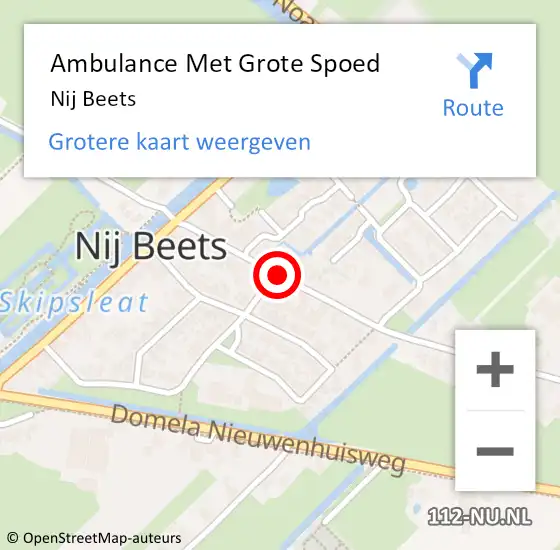 Locatie op kaart van de 112 melding: Ambulance Met Grote Spoed Naar Nij Beets op 6 januari 2014 07:59