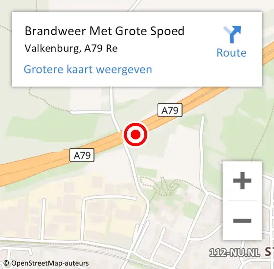 Locatie op kaart van de 112 melding: Brandweer Met Grote Spoed Naar Valkenburg, A79 R hectometerpaal: 4,8 op 28 december 2016 18:05