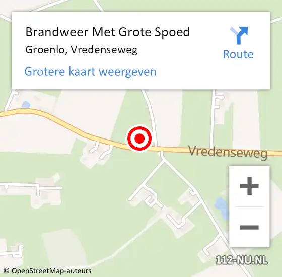Locatie op kaart van de 112 melding: Brandweer Met Grote Spoed Naar Groenlo, Vredenseweg op 28 december 2016 18:11