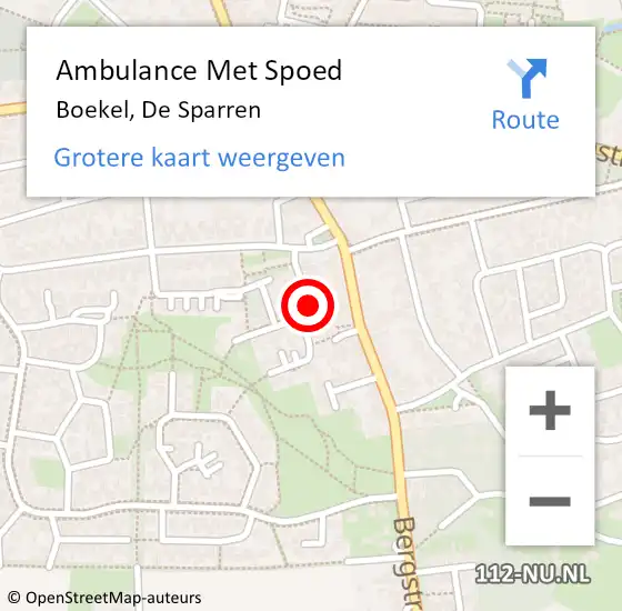 Locatie op kaart van de 112 melding: Ambulance Met Spoed Naar Boekel, De Sparren op 28 december 2016 20:20