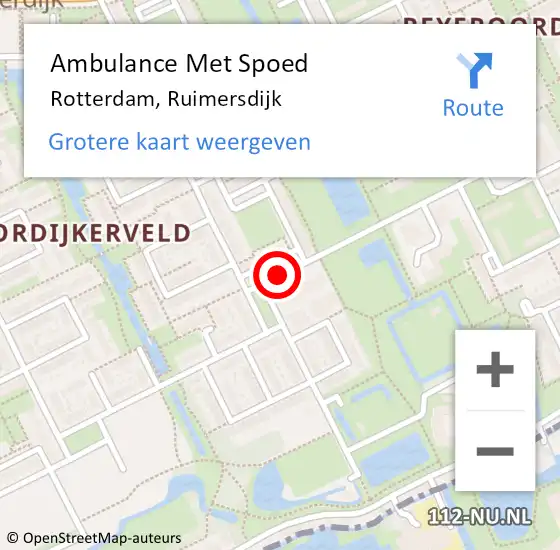 Locatie op kaart van de 112 melding: Ambulance Met Spoed Naar Rotterdam, Ruimersdijk op 28 december 2016 22:35