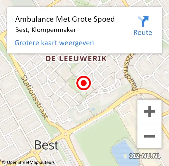 Locatie op kaart van de 112 melding: Ambulance Met Grote Spoed Naar Best, Klompenmaker op 28 december 2016 23:12