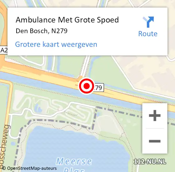 Locatie op kaart van de 112 melding: Ambulance Met Grote Spoed Naar Den Bosch, N279 op 6 januari 2014 08:23