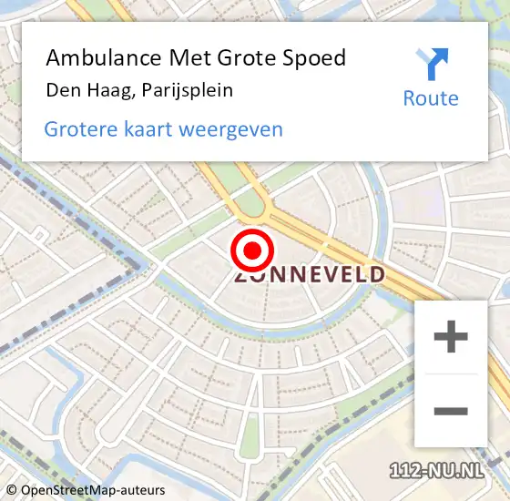 Locatie op kaart van de 112 melding: Ambulance Met Grote Spoed Naar Den Haag, Parijsplein op 29 december 2016 11:11