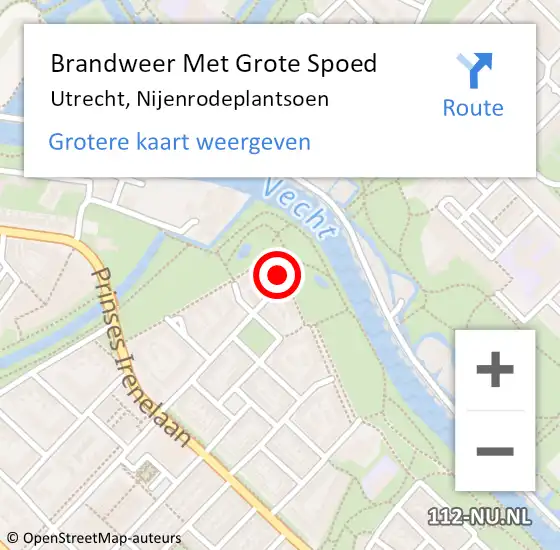 Locatie op kaart van de 112 melding: Brandweer Met Grote Spoed Naar Utrecht, Nijenrodeplantsoen op 29 december 2016 17:28