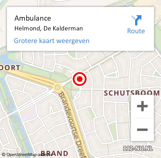 Locatie op kaart van de 112 melding: Ambulance Helmond, De Kalderman op 30 december 2016 00:24