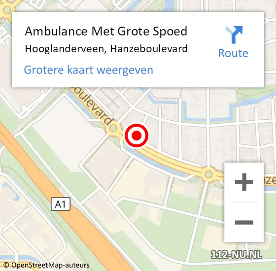Locatie op kaart van de 112 melding: Ambulance Met Grote Spoed Naar Hooglanderveen, Hanzeboulevard op 30 december 2016 03:28