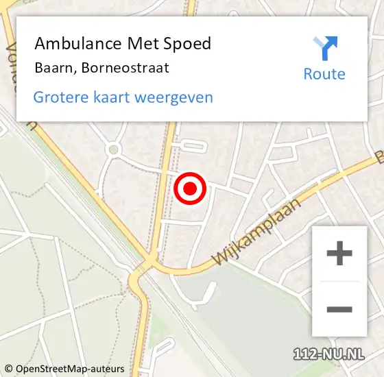 Locatie op kaart van de 112 melding: Ambulance Met Spoed Naar Baarn, Borneostraat op 30 december 2016 11:55