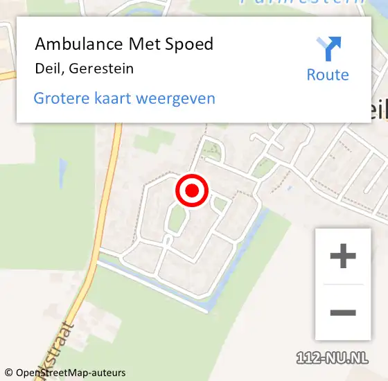 Locatie op kaart van de 112 melding: Ambulance Met Spoed Naar Deil, Gerestein op 30 december 2016 15:25