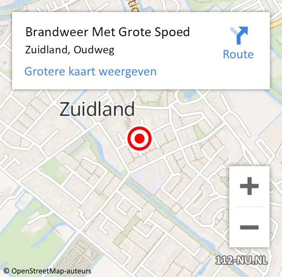 Locatie op kaart van de 112 melding: Brandweer Met Grote Spoed Naar Zuidland, Oudweg op 30 december 2016 16:56