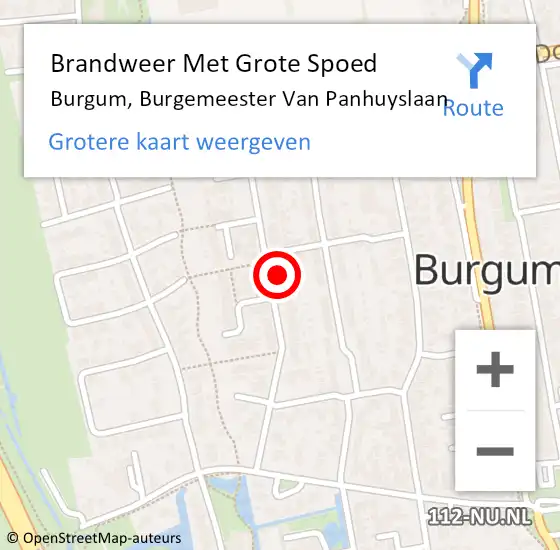 Locatie op kaart van de 112 melding: Brandweer Met Grote Spoed Naar Burgum, Burgemeester Van Panhuyslaan op 30 december 2016 19:36