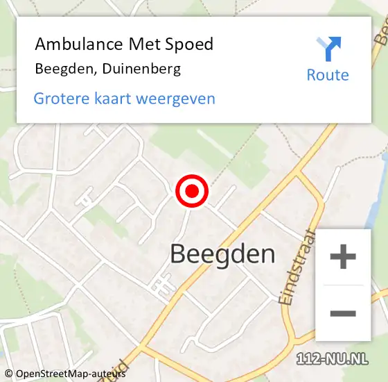 Locatie op kaart van de 112 melding: Ambulance Met Spoed Naar Beegden, Duinenberg op 31 december 2016 10:50