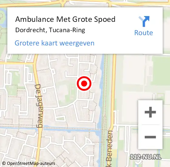 Locatie op kaart van de 112 melding: Ambulance Met Grote Spoed Naar Dordrecht, Tucana-Ring op 31 december 2016 12:11