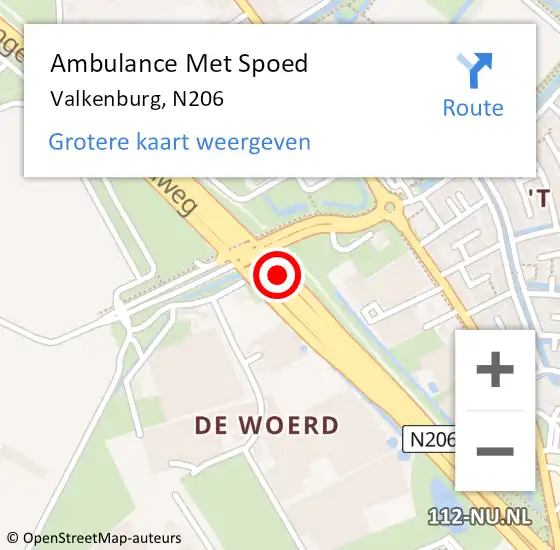 Locatie op kaart van de 112 melding: Ambulance Met Spoed Naar Valkenburg, N206 op 31 december 2016 12:50