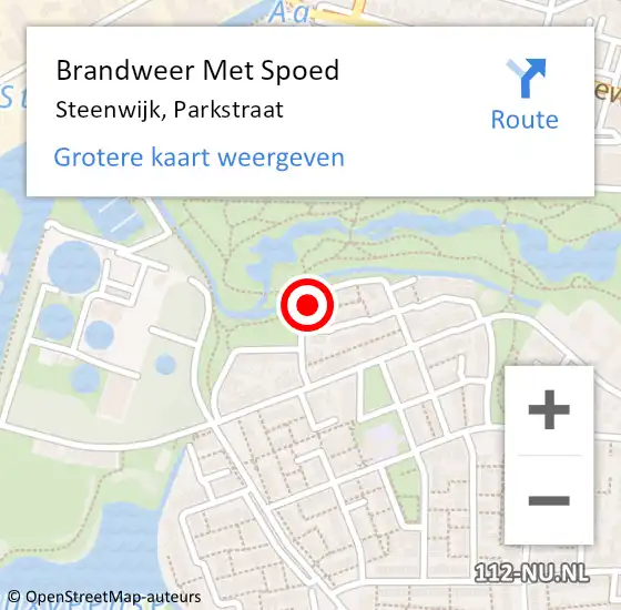 Locatie op kaart van de 112 melding: Brandweer Met Spoed Naar Steenwijk, Parkstraat op 31 december 2016 13:14