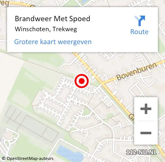 Locatie op kaart van de 112 melding: Brandweer Met Spoed Naar Winschoten, Trekweg op 31 december 2016 15:23