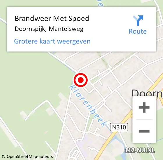Locatie op kaart van de 112 melding: Brandweer Met Spoed Naar Doornspijk, Mantelsweg op 31 december 2016 15:26