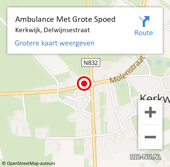 Locatie op kaart van de 112 melding: Ambulance Met Grote Spoed Naar Kerkwijk, Delwijnsestraat op 31 december 2016 16:42