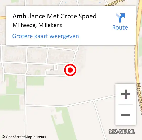 Locatie op kaart van de 112 melding: Ambulance Met Grote Spoed Naar Milheeze, Millekens op 6 januari 2014 12:44
