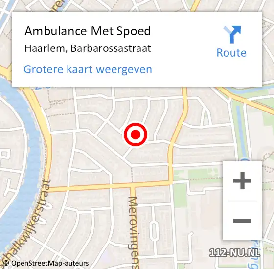 Locatie op kaart van de 112 melding: Ambulance Met Spoed Naar Haarlem, Barbarossastraat op 31 december 2016 19:26
