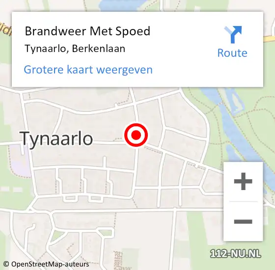 Locatie op kaart van de 112 melding: Brandweer Met Spoed Naar Tynaarlo, Berkenlaan op 31 december 2016 20:26