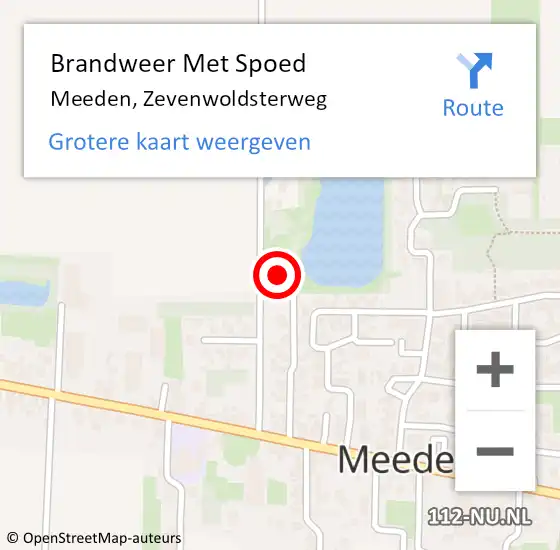 Locatie op kaart van de 112 melding: Brandweer Met Spoed Naar Meeden, Zevenwoldsterweg op 31 december 2016 20:30