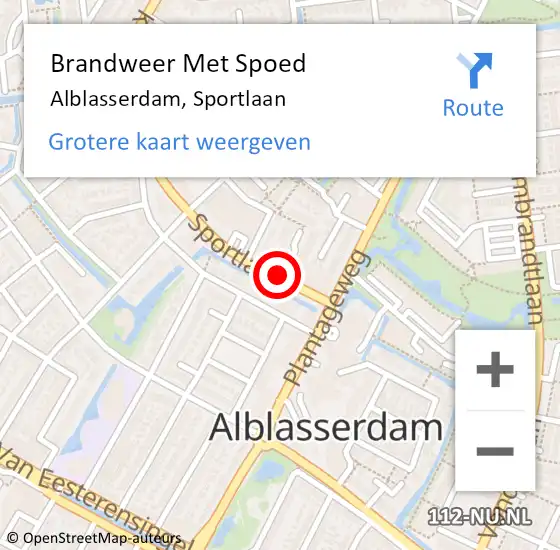 Locatie op kaart van de 112 melding: Brandweer Met Spoed Naar Alblasserdam, Sportlaan op 31 december 2016 20:50