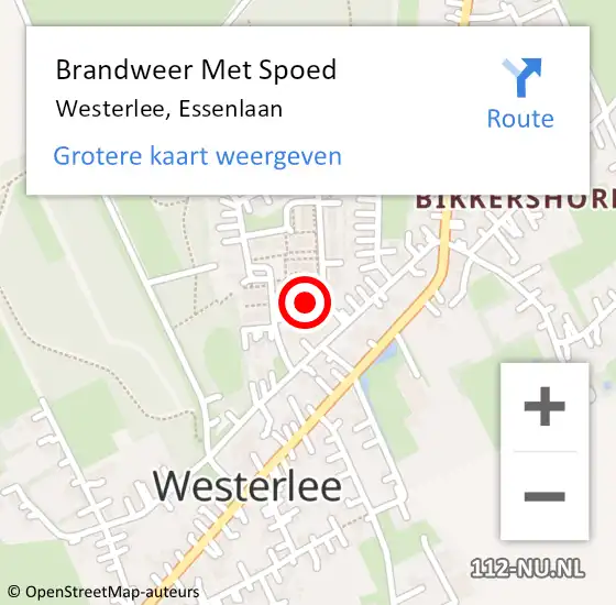 Locatie op kaart van de 112 melding: Brandweer Met Spoed Naar Westerlee, Essenlaan op 31 december 2016 20:58