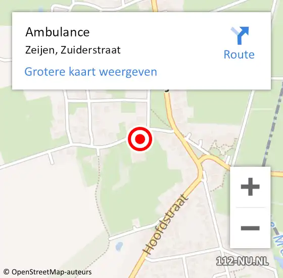 Locatie op kaart van de 112 melding: Ambulance Zeijen, Zuiderstraat op 31 december 2016 23:36