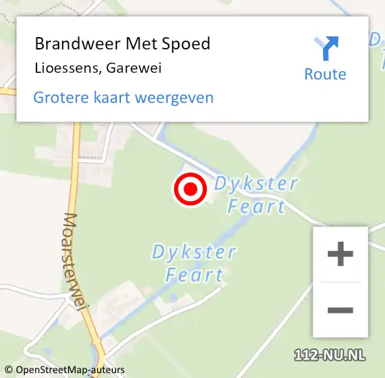 Locatie op kaart van de 112 melding: Brandweer Met Spoed Naar Lioessens, Garewei op 1 januari 2017 00:07