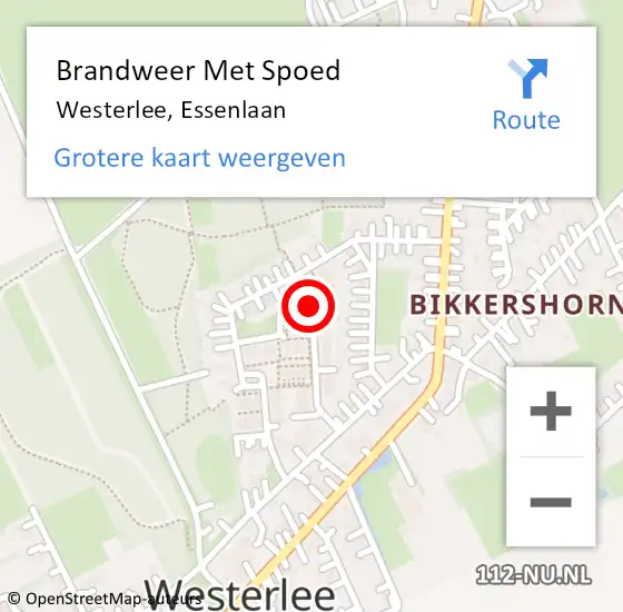 Locatie op kaart van de 112 melding: Brandweer Met Spoed Naar Westerlee, Essenlaan op 1 januari 2017 02:00