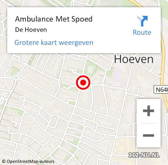 Locatie op kaart van de 112 melding: Ambulance Met Spoed Naar De Hoeven op 1 januari 2017 02:28