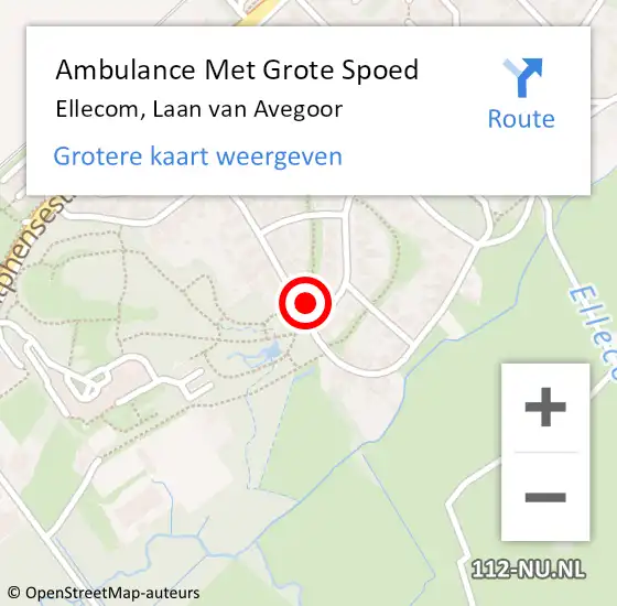 Locatie op kaart van de 112 melding: Ambulance Met Grote Spoed Naar Ellecom, Laan van Avegoor op 1 januari 2017 02:38