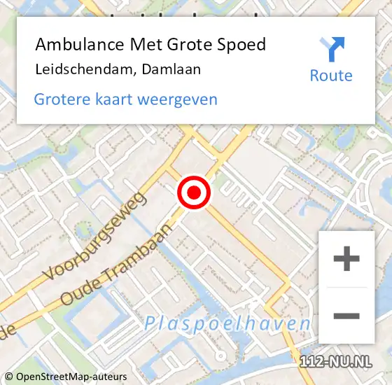 Locatie op kaart van de 112 melding: Ambulance Met Grote Spoed Naar Leidschendam, Damlaan op 1 januari 2017 04:53