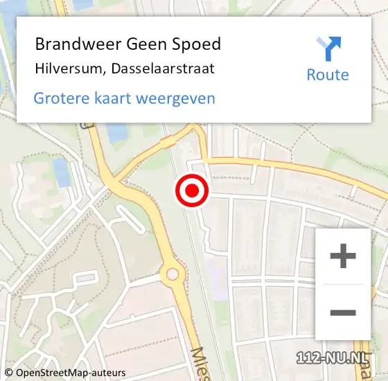 Locatie op kaart van de 112 melding: Brandweer Geen Spoed Naar Hilversum, Dasselaarstraat op 1 januari 2017 08:11