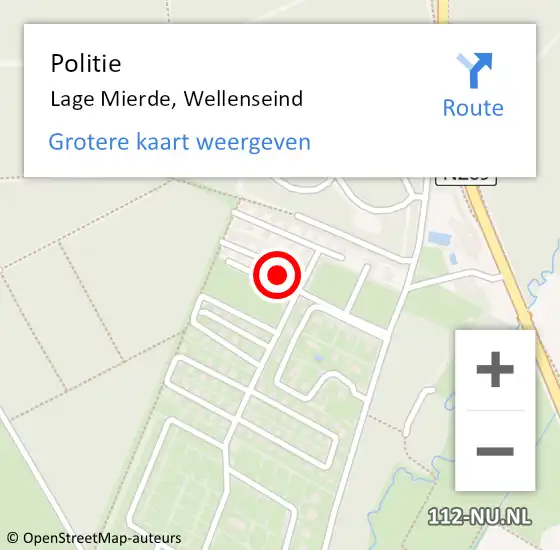 Locatie op kaart van de 112 melding: Politie Lage Mierde, Wellenseind op 1 januari 2017 09:25