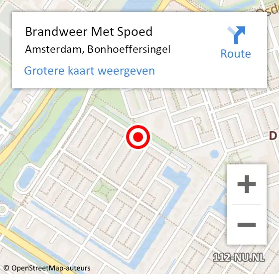 Locatie op kaart van de 112 melding: Brandweer Met Spoed Naar Amsterdam, Bonhoeffersingel op 1 januari 2017 09:36