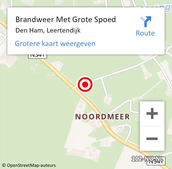 Locatie op kaart van de 112 melding: Brandweer Met Grote Spoed Naar Den Ham, Leertendijk op 1 januari 2017 17:14