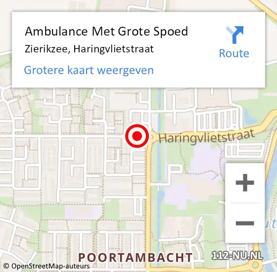 Locatie op kaart van de 112 melding: Ambulance Met Grote Spoed Naar Zierikzee, Haringvlietstraat op 2 januari 2017 10:26
