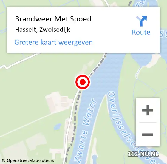 Locatie op kaart van de 112 melding: Brandweer Met Spoed Naar Hasselt, Zwolsedijk op 2 januari 2017 10:58