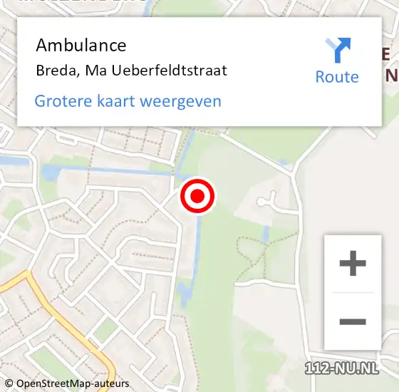 Locatie op kaart van de 112 melding: Ambulance Breda, Ma Ueberfeldtstraat op 2 januari 2017 15:41