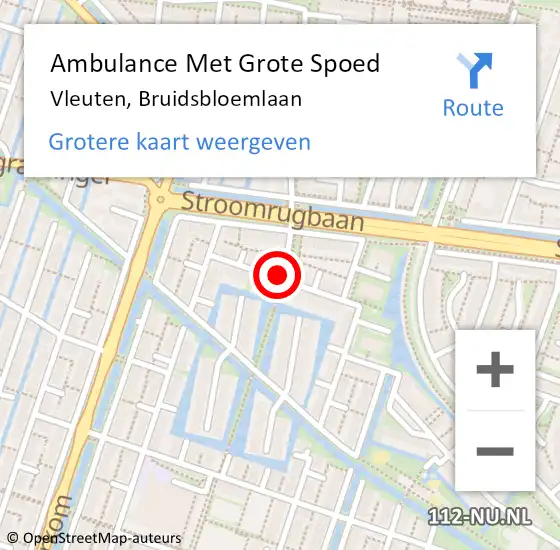 Locatie op kaart van de 112 melding: Ambulance Met Grote Spoed Naar Vleuten, Bruidsbloemlaan op 2 januari 2017 17:30