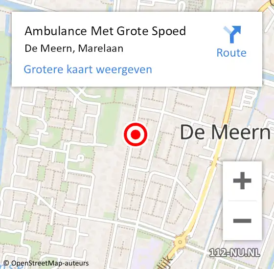 Locatie op kaart van de 112 melding: Ambulance Met Grote Spoed Naar De Meern, Marelaan op 2 januari 2017 22:46