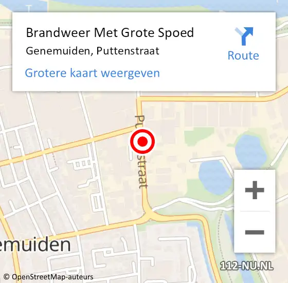Locatie op kaart van de 112 melding: Brandweer Met Grote Spoed Naar Genemuiden, Puttenstraat op 3 januari 2017 13:07