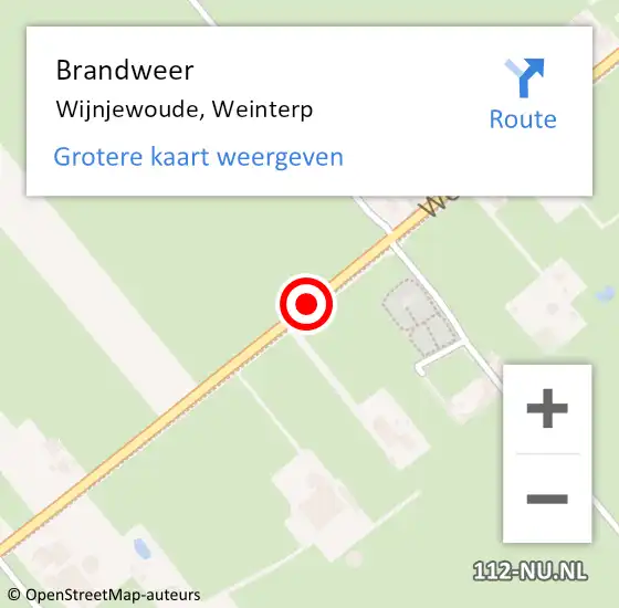 Locatie op kaart van de 112 melding: Brandweer Wijnjewoude, Weinterp op 3 januari 2017 18:00