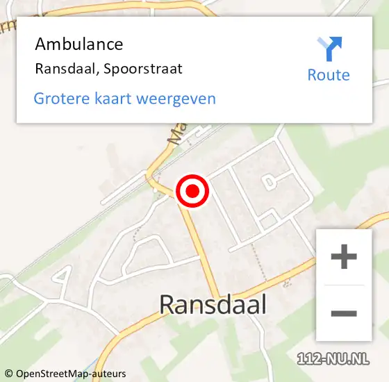 Locatie op kaart van de 112 melding: Ambulance Ransdaal, Spoorstraat op 6 januari 2014 18:26