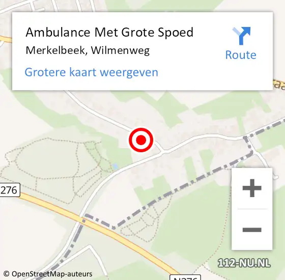 Locatie op kaart van de 112 melding: Ambulance Met Grote Spoed Naar Merkelbeek, Wilmenweg op 6 januari 2014 18:51