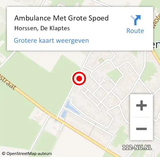 Locatie op kaart van de 112 melding: Ambulance Met Grote Spoed Naar Horssen, De Klaptes op 4 januari 2017 10:04