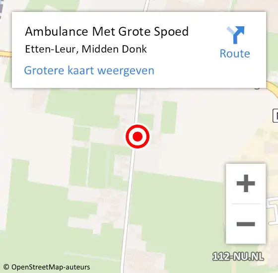 Locatie op kaart van de 112 melding: Ambulance Met Grote Spoed Naar Etten-Leur, Midden Donk op 4 januari 2017 11:55